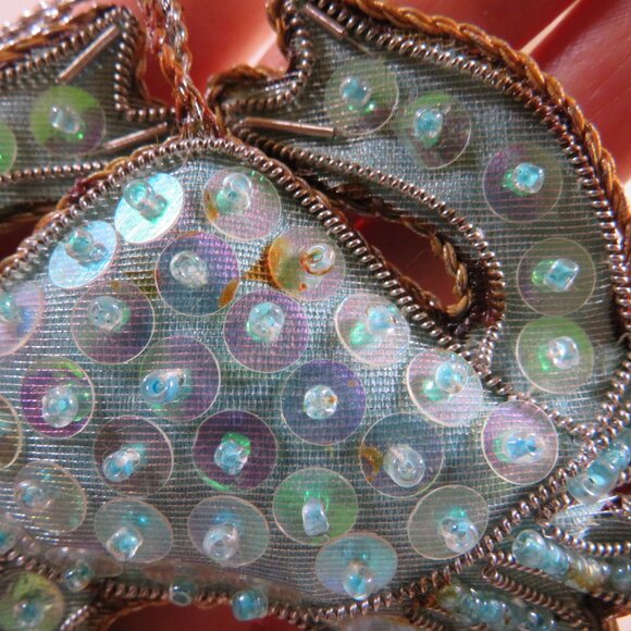 Vintage Sequins & Fabric Sea Turtle and Crab Hangs, Ornament, Tarnished, Aged - Picture 9 of 9